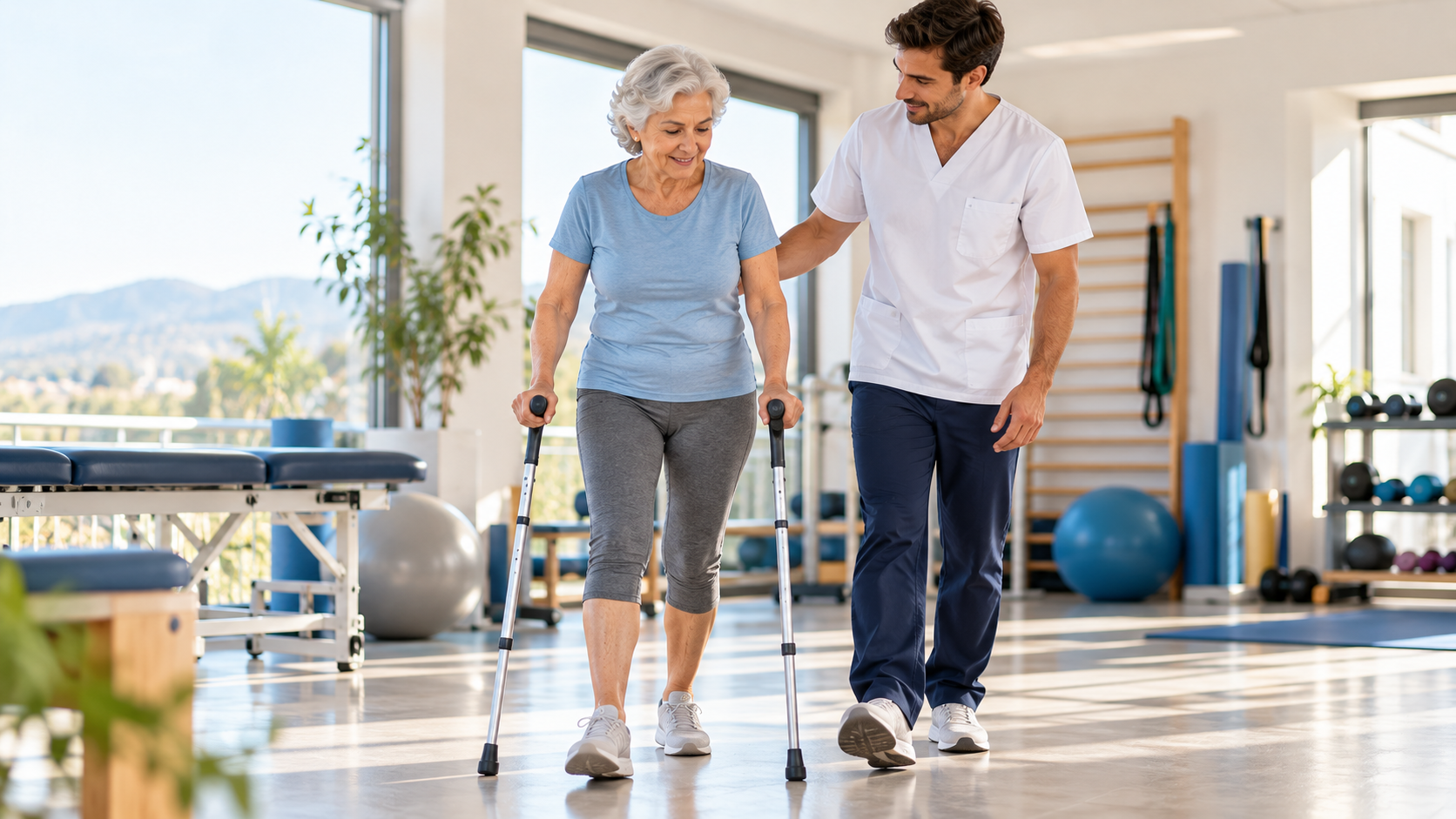 Rehabilitación y fisioterapia después de una operación de prótesis de rodilla