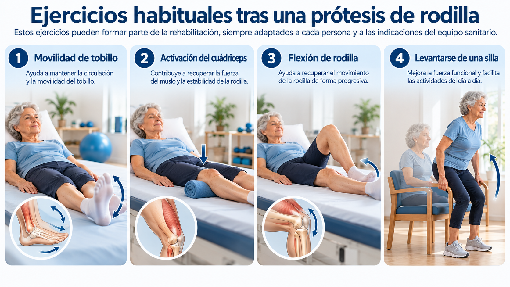 Ejercicios primera fase protesis rodilla